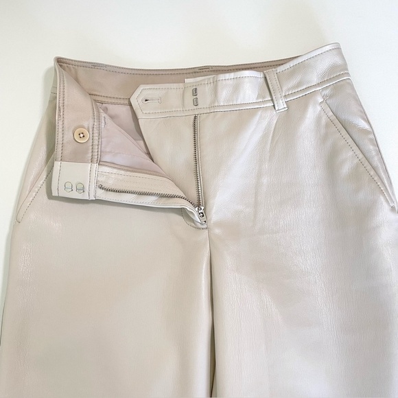 Aritzia Babaton Command Pant Vegan Leather Straight Leg Trouser Matte Pearl 0 XS - Picture 11 of 14